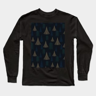 Line Art Evergreens - Art Deco - Minimalist Colorful Holidays Long Sleeve T-Shirt